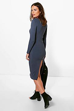 Boohoo Evie Premium Lace Up Back Knitted Dress