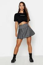Boohoo Check Pleated Kilt Mini Skirt