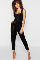 Boohoo Topstitch Mixed Size Button Jumpsuit