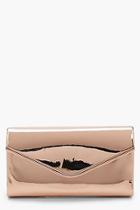 Boohoo Shiny Piping Trim Envelope Clutch