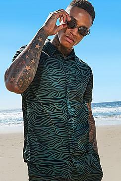 Boohoo Zebra Print Short Sleeve Shirt