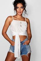 Boohoo Square Neck Tie Front Cami