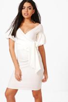 Boohoo Shayna Puff Sleeve Bodycon Dress White