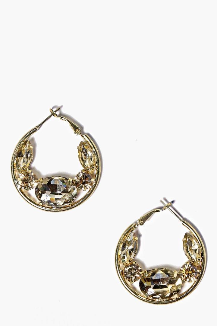 Boohoo Maisy Multi Stone Small Hoop Earrings Gold