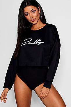 Boohoo Rita 'salty' Beach Slogan Sweat