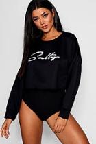 Boohoo Rita 'salty' Beach Slogan Sweat