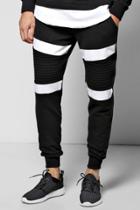 Boohoo Skinny Fit Colour Block Biker Joggers Black