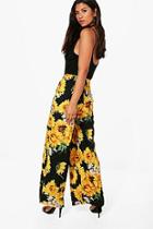 Boohoo Ellie Bright Floral Wide Leg Woven Trousers