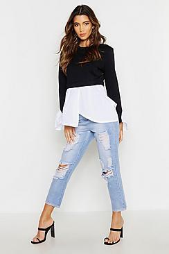 Boohoo Double Layer Sweat Smock Top