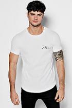 Boohoo Man Embroidered Honey Comb Textured T-shirt