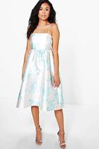 Boohoo Boutique Ela Floral Sateen Strappy Midi Dress