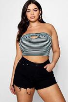 Boohoo Plus Laya Knot Front Cut Out Stripe Bandeau Top