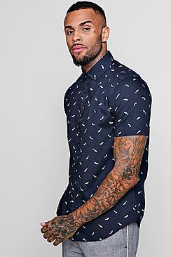 Boohoo Mini Fish Print Short Sleeve Shirt