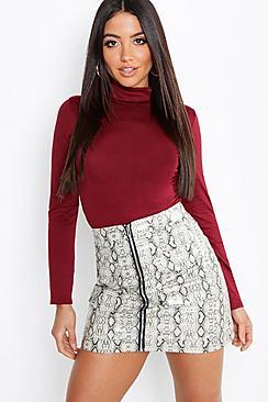 Boohoo Jersey Roll Neck Long Sleeve Top