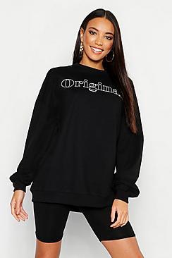 Boohoo Original Slogan Oversized Sweat