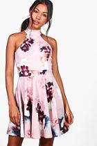 Boohoo Lauren Floral Print Skater Dress