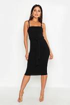 Boohoo Cross Strap Belted Midi Dress