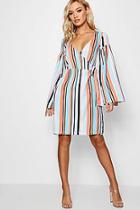 Boohoo Tall Faith Wide Sleeve Stripe Shift Dress