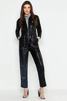 Boohoo Leather Look Boiler Jumpsuit