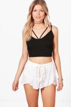 Boohoo Petite Eleanor Relax Woven Runner Short White