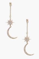 Boohoo Amber Moon And Star Statement Drop Earrings