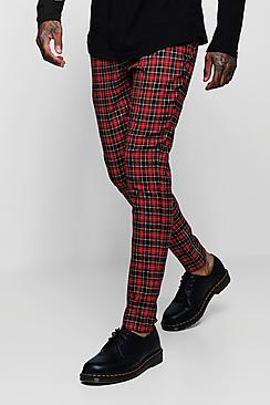 Boohoo Tartan Smart Trouser With Zip Ankle Detail