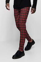 Boohoo Tartan Smart Trouser With Zip Ankle Detail