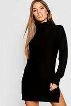 Boohoo Petite Knitted Roll Neck Sweater Dress