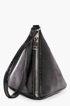 Boohoo Tia Shimmer Pyramid Handstrap Clutch Bag Black
