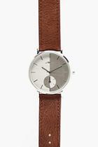 Boohoo Slim Silver Watch With Tan Strap