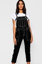 Boohoo Tie Detail Twill Dungarees