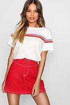 Boohoo Stripe Detail Slogan T-shirt