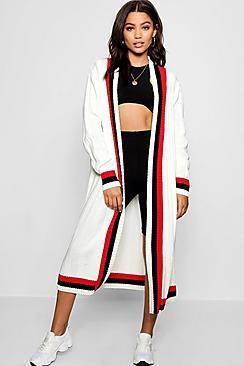 Boohoo Maxi Sport Tipping Oversized Cardigan