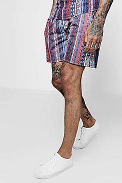 Boohoo Aztec Tribal Print Mid Co-ord Jersey Shorts