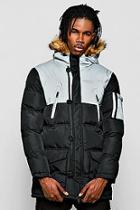 Boohoo Reflective Panel Quilted Parka