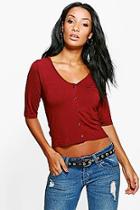 Boohoo Niamh 3/4 Sleeve Top With V Neck Detail