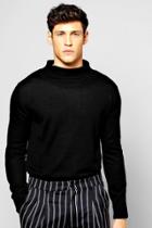 Boohoo Longline Turtle Neck Jumper Black