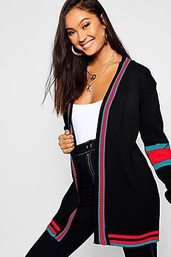 Boohoo Sports Stripe Colour Block Boyfriend Cardigan