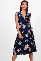 Boohoo Boutique Perrie Micro Ruffle Floral Wrap Dress