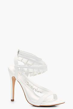 Boohoo Libby Ruffle Trim Wrap Sandal