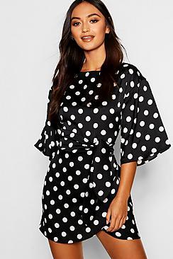 Boohoo Petite Kimono Sleeve Wrap Midi Dress