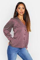 Boohoo Woven Geo Shirred Back Blouse