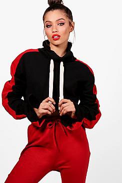 Boohoo Anya Athleisure Flared Sleeve Crop Sweat Top