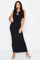 Boohoo Rib Cross Front Detail Dress