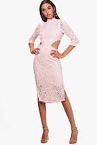 Boohoo Boutique Lace Cutout Midi Dress