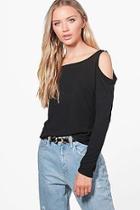 Boohoo Olivia D-ring Cold Shoulder Knitted Top