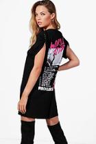 Boohoo Molly Stud Detail Printed T-shirt Dress