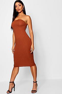 Boohoo Rib Knit Midi Dress