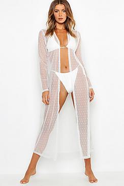 Boohoo Spot Mesh Kimono