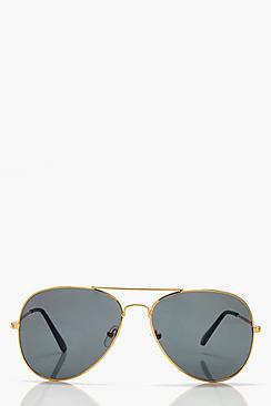 Boohoo Emily Black Lens Aviator Sunglasses